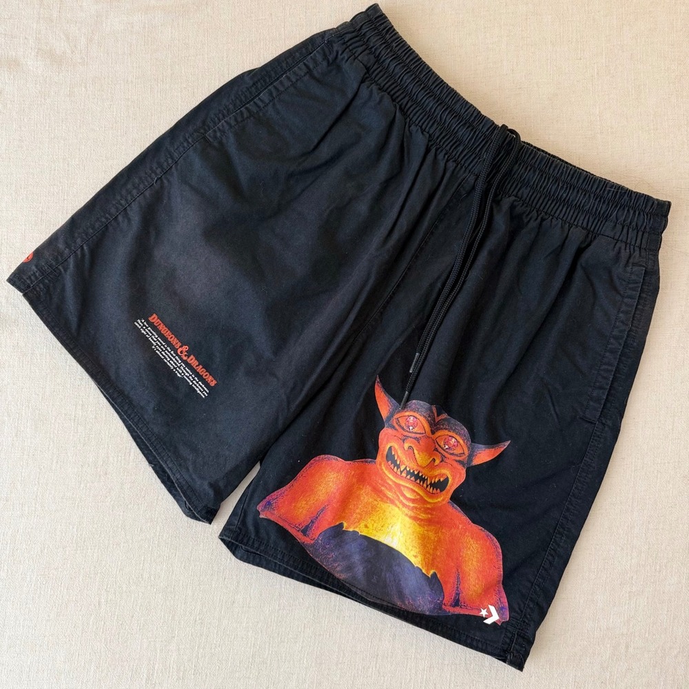 Converse x Dungeons & Dragons Men Black Graphic Shorts Size Medium